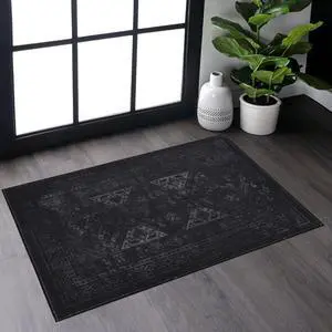 Black Washable Rug 36*24 inch Doormat Rug (Black+Gray, 36*24 inch) Black Washable Rug 36*24 inch Doormat Rug (Black+Gray, 36*24 inch)