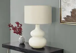 Lighting, 25"H, Table Lamp, Ivory / Cream Shade, Cream Ceramic, Contemporary Lighting, 25"H, Table Lamp, Ivory / Cream Shade, Cream Ceramic, Contemporary