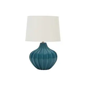 Lighting, 24"H, Table Lamp, Blue Ceramic, Ivory / Cream Shade, Transitional Lighting, 24"H, Table Lamp, Blue Ceramic, Ivory / Cream Shade, Transitional