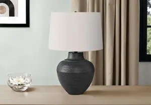 Lighting, 26"H, Table Lamp, Black Metal, Ivory / Cream Shade, Transitional Lighting, 26"H, Table Lamp, Black Metal, Ivory / Cream Shade, Transitional