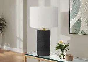 Lighting, 24"H, Table Lamp, Black Resin, Ivory / Cream Shade, Contemporary Lighting, 24"H, Table Lamp, Black Resin, Ivory / Cream Shade, Contemporary
