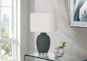 Lighting, 24"H, Table Lamp, Blue Ceramic, Ivory / Cream Shade, Contemporary Lighting, 24"H, Table Lamp, Blue Ceramic, Ivory / Cream Shade, Contemporary