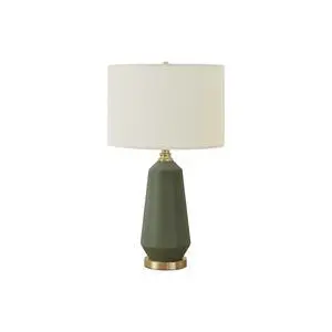 Lighting, 26"H, Table Lamp, Green Ceramic, Ivory / Cream Shade, Contemporary Lighting, 26"H, Table Lamp, Green Ceramic, Ivory / Cream Shade, Contemporary