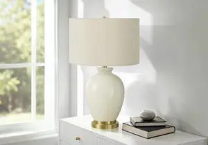 Lighting, 26"H, Table Lamp, Ivory / Cream Shade, Cream Ceramic, Transitional Lighting, 26"H, Table Lamp, Ivory / Cream Shade, Cream Ceramic, Transitional