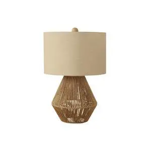 Lighting, 22"H, Table Lamp, Brown Rope, Beige Shade, Transitional Lighting, 22"H, Table Lamp, Brown Rope, Beige Shade, Transitional