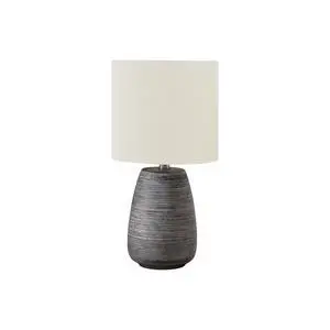 Lighting, 19"H, Table Lamp, Grey Ceramic, Ivory / Cream Shade, Contemporary Lighting, 19"H, Table Lamp, Grey Ceramic, Ivory / Cream Shade, Contemporary