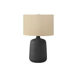 Lighting, 24"H, Table Lamp, Black Ceramic, Beige Shade, Contemporary Lighting, 24"H, Table Lamp, Black Ceramic, Beige Shade, Contemporary