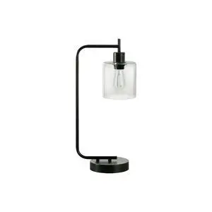 Lighting, 20"H, Table Lamp, Usb Port included, Black Metal, Glass Shade, Modern Lighting, 20"H, Table Lamp, Usb Port included, Black Metal, Glass Shade, Modern