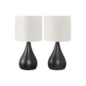 Lighting, Set Of 2, 18"H, Table Lamp, Black Metal, Ivory / Cream Shade, Contemporary Lighting, Set Of 2, 18"H, Table Lamp, Black Metal, Ivory / Cream Shade, Contemporary