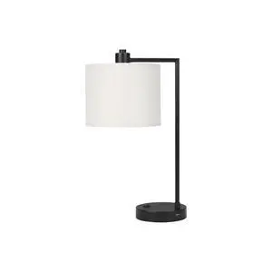 Lighting, 19"H, Table Lamp, Usb Port included, Black Metal, Ivory / Cream Shade, Modern Lighting, 19"H, Table Lamp, Usb Port included, Black Metal, Ivory / Cream Shade, Modern