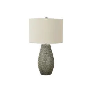Lighting, 24"H, Table Lamp, Grey Resin, Ivory / Cream Shade, Contemporary Lighting, 24"H, Table Lamp, Grey Resin, Ivory / Cream Shade, Contemporary