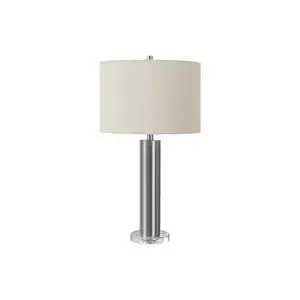 Lighting, 28"H, Table Lamp, Nickel Metal, Ivory / Cream Shade, Contemporary Lighting, 28"H, Table Lamp, Nickel Metal, Ivory / Cream Shade, Contemporary