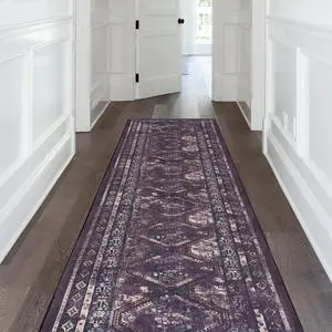 Black Washable Rug 120*30 inch Runner Rug (Black+Burgundy, 120*30 inch) Black Washable Rug 120*30 inch Runner Rug (Black+Burgundy, 120*30 inch)