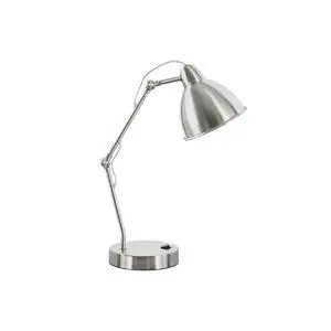 Lighting, 17"H, Table Lamp, Usb Port included, Nickel Metal, Nickel Shade, Modern Lighting, 17"H, Table Lamp, Usb Port included, Nickel Metal, Nickel Shade, Modern