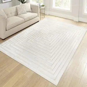 Step Collection High-Low Striped Cream Indoor Area Rug, 108*79 inch, Modern, Contemporary, Geometric, Bohemian, Bedroom, Kitchen, Living Room, Non Shedding Carpet Step Collection High-Low Striped Cream Indoor Area Rug, 108*79 inch, Modern, Contemporary, Geometric, Bohemian, Bedroom, Kitchen, Living Room, Non Shedding Carpet