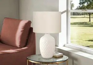 Lighting, 25"H, Table Lamp, Cream Ceramic, Ivory / Cream Shade, Transitional Lighting, 25"H, Table Lamp, Cream Ceramic, Ivory / Cream Shade, Transitional