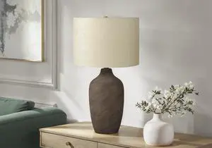 Lighting, 27"H, Table Lamp, Grey Ceramic, Beige Shade, Contemporary Lighting, 27"H, Table Lamp, Grey Ceramic, Beige Shade, Contemporary