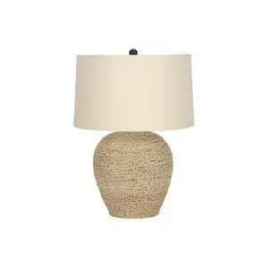 Lighting, 25"H, Table Lamp, Rattan, Beige Shade, Transitional Lighting, 25"H, Table Lamp, Rattan, Beige Shade, Transitional