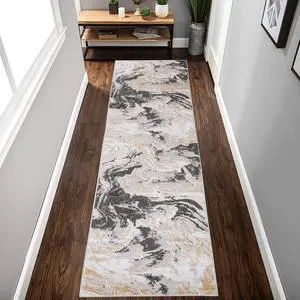 Collection 96*26 inch Grey / Abstract Runner Rug Collection 96*26 inch Grey / Abstract Runner Rug