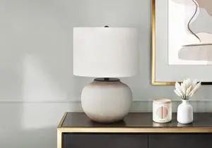 Lighting, 21"H, Table Lamp, Cream Ceramic, Ivory / Cream Shade, Modern Lighting, 21"H, Table Lamp, Cream Ceramic, Ivory / Cream Shade, Modern