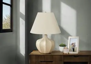 Lighting, 21"H, Table Lamp, Cream Resin, Ivory / Cream Shade, Transitional Lighting, 21"H, Table Lamp, Cream Resin, Ivory / Cream Shade, Transitional