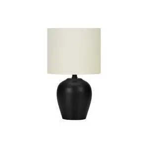 Lighting, 17"H, Table Lamp, Black Ceramic, Ivory / Cream Shade, Transitional Lighting, 17"H, Table Lamp, Black Ceramic, Ivory / Cream Shade, Transitional