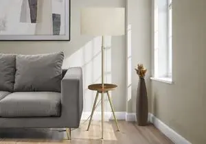 Lighting, Floor Lamp, 63"H, Gold Metal, Ivory / Cream Shade, Contemporary Lighting, Floor Lamp, 63"H, Gold Metal, Ivory / Cream Shade, Contemporary