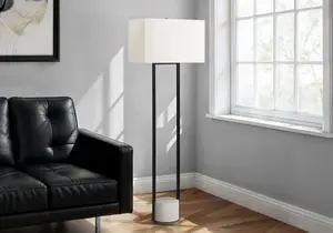 Lighting, 62"H, Floor Lamp, Black Metal, Ivory / Cream Shade, Contemporary Lighting, 62"H, Floor Lamp, Black Metal, Ivory / Cream Shade, Contemporary