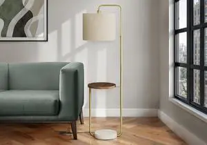 Lighting, 67"H, Floor Lamp, Usb Port included, Brass Metal, Beige Shade, Contemporary Lighting, 67"H, Floor Lamp, Usb Port included, Brass Metal, Beige Shade, Contemporary