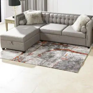 Quarry 5x6.5' Abstract Area Rug, Gray & Orange Polypropylene Quarry 5x6.5' Abstract Area Rug, Gray & Orange Polypropylene