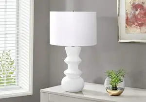 Lighting, 26"H, Cream Ceramic, Ivory / Cream Shade, Contemporary Lighting, 26"H, Cream Ceramic, Ivory / Cream Shade, Contemporary