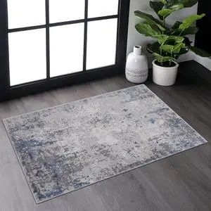 Collection 2X3 Silver/Blue/Abstract Non-Shedding Living Room Bedroom Dining Home Office Stylish and Stain Resistant Area Rug Collection 2X3 Silver/Blue/Abstract Non-Shedding Living Room Bedroom Dining Home Office Stylish and Stain Resistant Area Rug