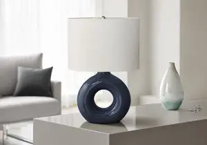Lighting, 24"H, Table Lamp, Blue Ceramic, Ivory / Cream Shade, Contemporary, Modern Lighting, 24"H, Table Lamp, Blue Ceramic, Ivory / Cream Shade, Contemporary, Modern