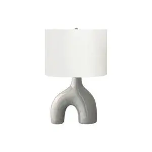 Lighting, 25"H, Table Lamp, Grey Ceramic, Ivory / Cream Shade, Contemporary, Modern Lighting, 25"H, Table Lamp, Grey Ceramic, Ivory / Cream Shade, Contemporary, Modern