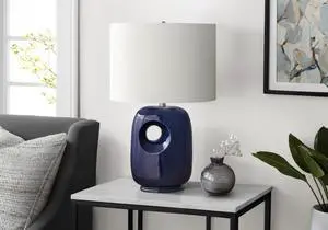 Lighting, 26"H, Table Lamp, Blue Ceramic, Ivory / Cream Shade, Contemporary, Modern Lighting, 26"H, Table Lamp, Blue Ceramic, Ivory / Cream Shade, Contemporary, Modern