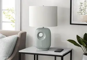 Lighting, 26"H, Table Lamp, Green Ceramic, Ivory / Cream Shade, Contemporary, Modern Lighting, 26"H, Table Lamp, Green Ceramic, Ivory / Cream Shade, Contemporary, Modern