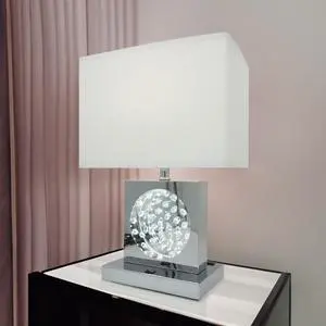 1Pc Luxury Crystal Accent Table Lamp Nickel Led Light touch Lamp Rectangular Shade Chrome Color Finish 1Pc Luxury Crystal Accent Table Lamp Nickel Led Light touch Lamp Rectangular Shade Chrome Color Finish