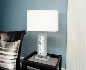 Modern Unique Glass Bubble Column Clean Rectangular Shade 1Pc Lamp Ambient Glow Chrome Led Accent White Modern Unique Glass Bubble Column Clean Rectangular Shade 1Pc Lamp Ambient Glow Chrome Led Accent White