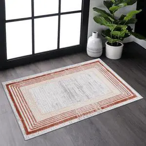 Collection 2X3 Brown/Ivory/Bordered Non-Shedding Living Room Bedroom Dining Home Office Stylish and Stain Resistant Area Rug Collection 2X3 Brown/Ivory/Bordered Non-Shedding Living Room Bedroom Dining Home Office Stylish and Stain Resistant Area Rug