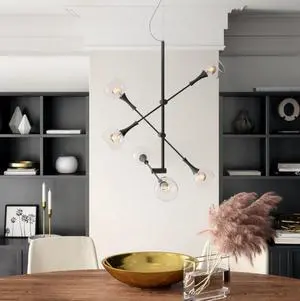 Modern Sputnik Chandelier, 6-Light Globe Sphere Pendant Light, Adjustable Semi Flush Mount Ceiling Light Fixture for Dining Room, Bedroom, Living Room, Kitchen Modern Sputnik Chandelier, 6-Light Globe Sphere Pendant Light, Adjustable Semi Flush Mount Ceiling Light Fixture for Dining Room, Bedroom, Living Room, Kitchen