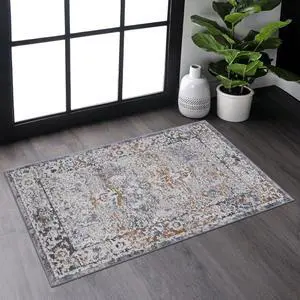 Collection 2X3 Ivory/Grey/Traditional Non-Shedding Living Room Bedroom Dining Home Office Stylish and Stain Resistant Area Rug Collection 2X3 Ivory/Grey/Traditional Non-Shedding Living Room Bedroom Dining Home Office Stylish and Stain Resistant Area Rug