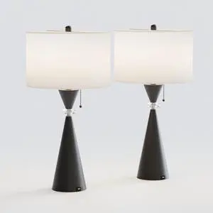 28" Modern Table Lamps Set Of 2,Bedside Lamps with Usb Charging Ports,Black Metal Hourglass Base with White Drum Shade for Living Room, Bedroom, House Bedside 28" Modern Table Lamps Set Of 2,Bedside Lamps with Usb Charging Ports,Black Metal Hourglass Base with White Drum Shade for Living Room, Bedroom, House Bedside
