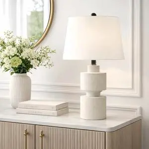 24.5" Modern Farmhouse Ivory Resin Table Lamp with 3-Way Dimmable for Bedroom, Living Room, Bedside, Desk Nightstand 24.5" Modern Farmhouse Ivory Resin Table Lamp with 3-Way Dimmable for Bedroom, Living Room, Bedside, Desk Nightstand