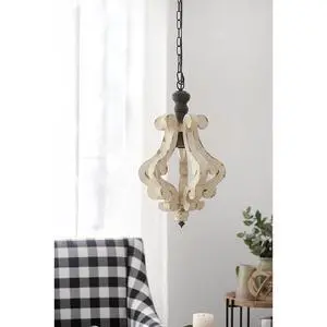Farmhouse Chandeliar, Distressed White Pendant French Country Wood Chandelier for Living Room Foyer, Bulb Not included Farmhouse Chandeliar, Distressed White Pendant French Country Wood Chandelier for Living Room Foyer, Bulb Not included