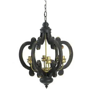 French Country Wood Chandelier, 6-Light Farmhouse Pendant Light Fixture with 28" Adjustable Chain for Kitchen Foyer Hallway, Bulb Not included French Country Wood Chandelier, 6-Light Farmhouse Pendant Light Fixture with 28" Adjustable Chain for Kitchen Foyer Hallway, Bulb Not included