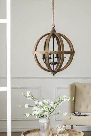 4 - Light Wood Chandelier, Hanging Light Fixture with Adjustable Chain for Kitchen Dining Room Foyer Entryway, Bulb Not included 4 - Light Wood Chandelier, Hanging Light Fixture with Adjustable Chain for Kitchen Dining Room Foyer Entryway, Bulb Not included