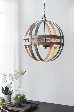 4 - Light Galvanized Chandelier, Hanging Light Fixture with Adjustable Chain for Kitchen Dining Room Foyer Entryway, Bulb Not included 4 - Light Galvanized Chandelier, Hanging Light Fixture with Adjustable Chain for Kitchen Dining Room Foyer Entryway, Bulb Not included