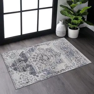 Collection 2X3 Cream/Blue /Medallion Non-Shedding Living Room Bedroom Dining Home Office Stylish and Stain Resistant Area Rug Collection 2X3 Cream/Blue /Medallion Non-Shedding Living Room Bedroom Dining Home Office Stylish and Stain Resistant Area Rug