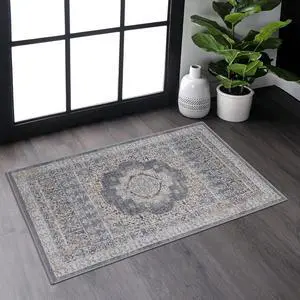Collection 2X3 Blue/Ivory /Medallion Non-Shedding Living Room Bedroom Dining Home Office Stylish and Stain Resistant Area Rug Collection 2X3 Blue/Ivory /Medallion Non-Shedding Living Room Bedroom Dining Home Office Stylish and Stain Resistant Area Rug