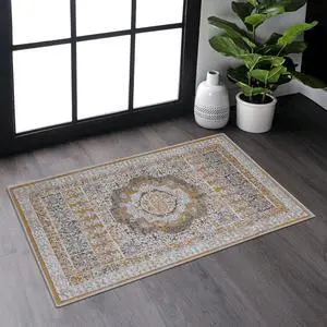 Collection 2X3 Cream/Ivory /Medallion Non-Shedding Living Room Bedroom Dining Home Office Stylish and Stain Resistant Area Rug Collection 2X3 Cream/Ivory /Medallion Non-Shedding Living Room Bedroom Dining Home Office Stylish and Stain Resistant Area Rug
